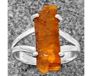 Orange Kyanite Rough Ring size-6 SDR209258, 6x19 mm