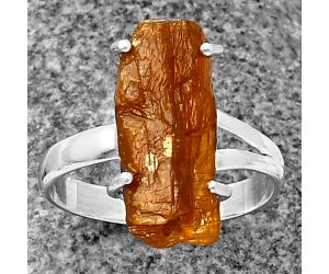 Orange Kyanite Rough Ring size-9 SDR209259, 8x19 mm