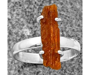 Orange Kyanite Rough Ring size-8.5 SDR209261, 5x19 mm
