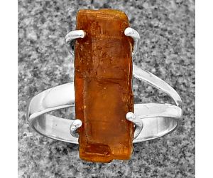 Orange Kyanite Rough Ring size-8 SDR209262, 7x20 mm