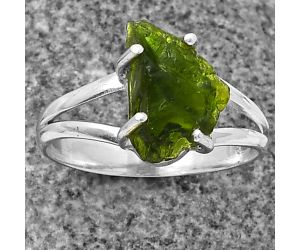 Chrome Diopside Rough Ring size-8.5 SDR209312, 8x12 mm