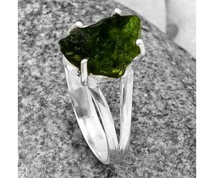 Chrome Diopside Rough Ring size-8.5 SDR209312, 8x12 mm