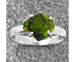 Chrome Diopside Rough Ring size-8 SDR209313, 10x11 mm