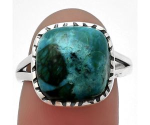 Azurite Chrysocolla Ring size-8 SDR209342 R-1074, 12x12 mm