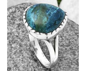 Azurite Chrysocolla Ring size-8 SDR209399 R-1074, 13x14 mm