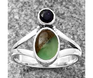 Boulder Chrysoprase and Amethyst Ring size-7 SDR209531 R-1242, 6x8 mm