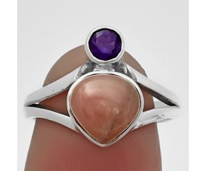 Guava Quartz and Amethyst Ring size-7 SDR209574 R-1242, 8x8 mm