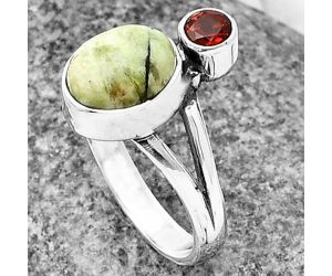 Serpentine and Garnet Ring size-6 SDR209627 R-1242, 8x10 mm