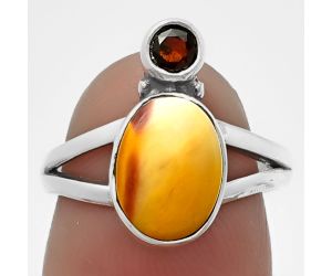 Red Mookaite and Garnet Ring size-6 SDR209638 R-1242, 8x10 mm