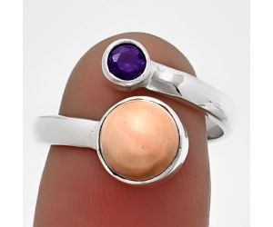 Adjustable - Pink Opal and Amethyst Ring Size-8 SDR209766 R-1205, 8x8 mm