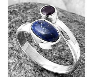 Adjustable - Lapis Lazuli and Amethyst Ring Size-8 SDR209771 R-1205, 6x9 mm