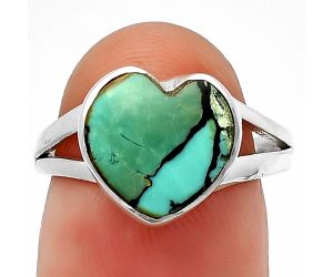 Heart Lucky Charm Tibetan Turquoise Ring Size-7 SDR209775 R-1073, 11x11 mm
