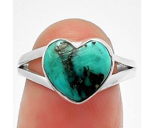 Heart Natural Turquoise Morenci Mine Ring Size-7 SDR209778 R-1073, 10x11 mm