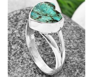 Heart Natural Turquoise Morenci Mine Ring Size-7 SDR209780 R-1073, 10x10 mm