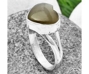 Heart Gray Moonstone Ring Size-7.5 SDR209814 R-1073, 11x11 mm