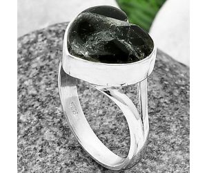 Heart Obsidian And Zinc Ring Size-7.5 SDR209816 R-1073, 13x13 mm