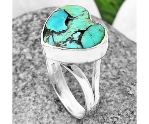 Heart Lucky Charm Tibetan Turquoise Ring Size-7.5 SDR209821 R-1073, 13x13 mm