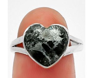 Heart Obsidian And Zinc Ring Size-7.5 SDR209827 R-1073, 11x11 mm