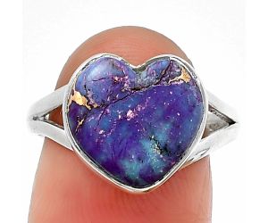 Heart Copper Purple Turquoise Ring Size-8 SDR209849 R-1073, 12x12 mm
