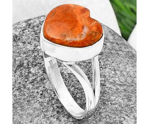 Heart Red Sponge Coral Ring Size-8 SDR209854 R-1073, 13x13 mm