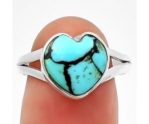 Heart Lucky Charm Tibetan Turquoise Ring Size-8 SDR209855 R-1073, 11x11 mm