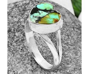 Heart Lucky Charm Tibetan Turquoise Ring Size-8 SDR209860 R-1073, 11x11 mm