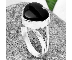 Heart Black Onyx Ring Size-8 SDR209863 R-1073, 12x12 mm
