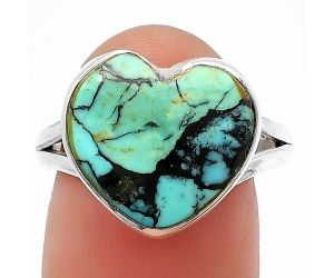 Heart Lucky Charm Tibetan Turquoise Ring Size-8.5 SDR209870 R-1073, 14x15 mm