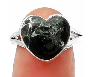 Heart Obsidian And Zinc Ring Size-8.5 SDR209881 R-1073, 13x13 mm