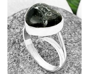 Heart Obsidian And Zinc Ring Size-8.5 SDR209881 R-1073, 13x13 mm
