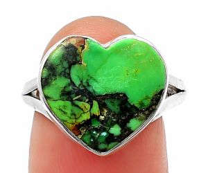 Heart Green Matrix Turquoise Ring Size-8.5 SDR209887 R-1073, 14x15 mm
