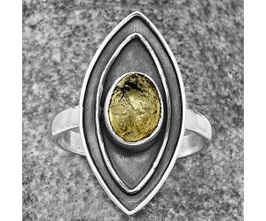 Yellow Scapolite Rough Ring Size-9.5 SDR209899, 7x9 mm