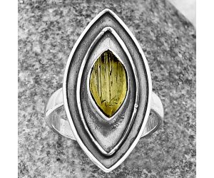 Yellow Scapolite Rough Ring Size-6.5 SDR209927, 6x11 mm