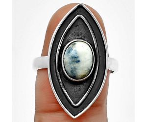 Blue Scheelite Ring Size-8.5 SDR209928, 7x9 mm