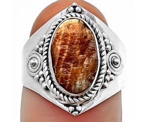 Sunstone Rough Ring Size-7 SDR209977, 8x12 mm