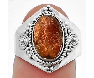 Sunstone Rough Ring Size-7 SDR209979, 8x12 mm