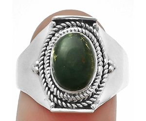 Green Fuchsite Ring Size-9 SDR210013, 7x10 mm