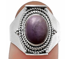 Lavender Jade Ring Size-7 SDR210025, 8x10 mm
