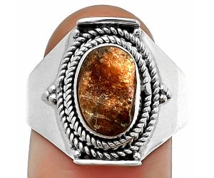 Sunstone Rough Ring Size-9 SDR210028 R-1397, 7x10 mm