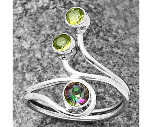 Mystic Topaz and Peridot Ring Size-8.5 SDR210159, 5x5 mm