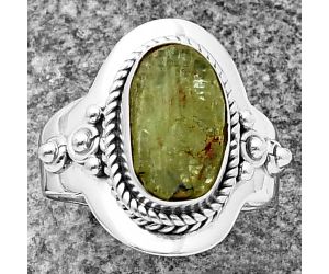 Green Kyanite Rough Ring Size-6.5 SDR210231, 7x12 mm