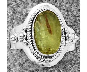 Green Kyanite Rough Ring Size-8 SDR210236, 8x12 mm