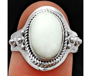 White Opal Ring Size-8 SDR210246, 9x12 mm