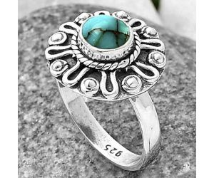 Filigree - Egyptian Turquoise Ring Size-6.5 SDR210321, 6x6 mm