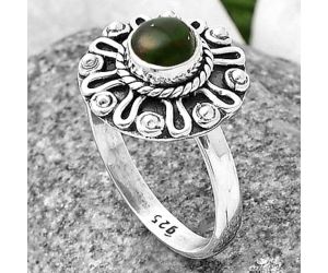 Filigree - Black Ethiopian Opal Ring Size-8.5 SDR210346, 6x6 mm