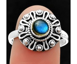 Filigree - Blue Labradorite Ring Size-9 SDR210348, 6x6 mm
