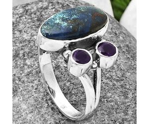 Shattuckite and Amethyst Ring Size-8 SDR210371 R-1228, 8x15 mm