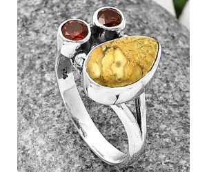 Rock Calcy and Garnet Ring Size-8 SDR210382 R-1228, 8x12 mm