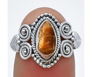 Sunstone Rough Ring Size-8 SDR210464, 5x9 mm