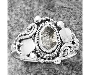 Herkimer Diamond Ring Size-7 SDR210556, 4x7 mm